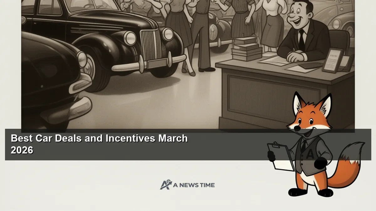 Car dealership showroom with promotional sale banners and new vehicle lineup display