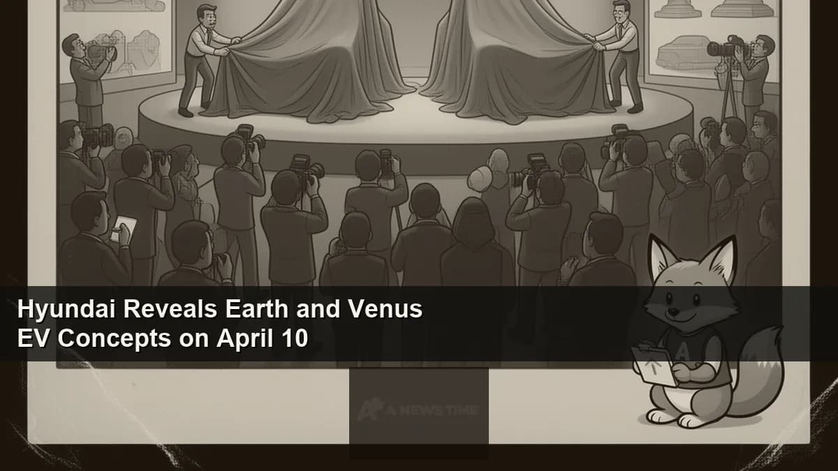 Hyundai Earth concept SUV with Y-shaped LED lighting beside Venus fastback at reveal event