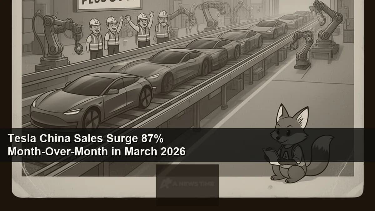 Tesla Shanghai Gigafactory production floor with Model Y vehicles on assembly line in China