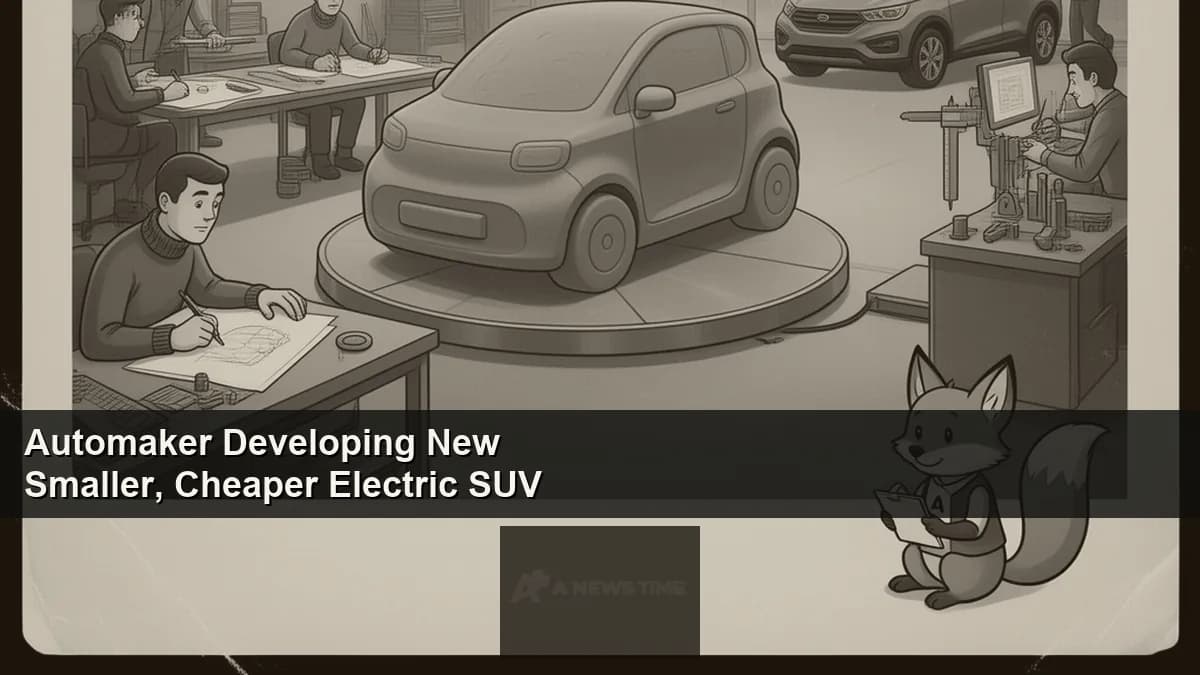 Tesla compact electric SUV concept rendering parked beside Model Y at Shanghai Gigafactory entrance