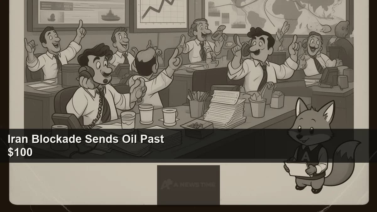 Wall Street trading screens show red Dow figures with oil price charts spiking past 100 on Monday