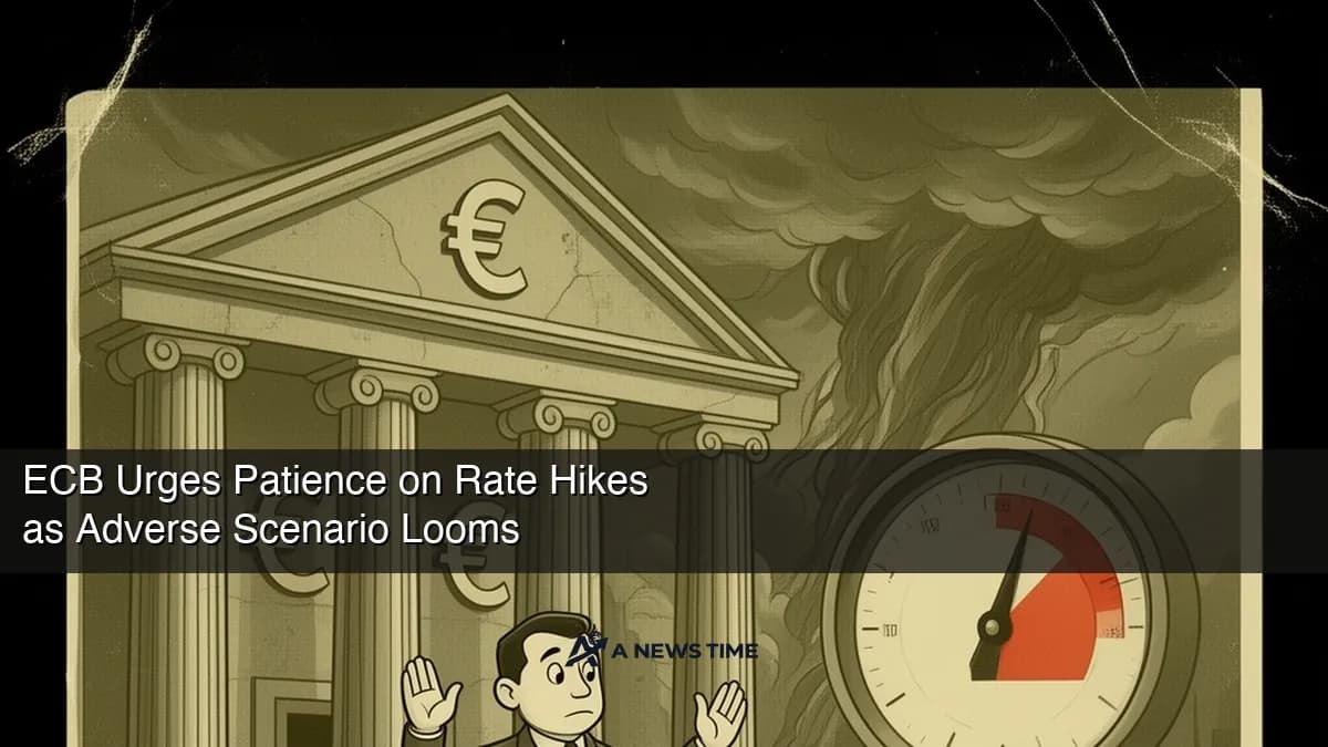 European Central Bank headquarters in Frankfurt with euro currency symbol and interest rate chart overlay