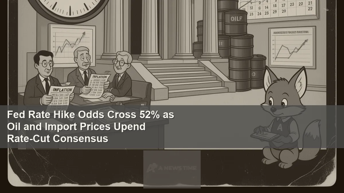 Federal Reserve building in Washington DC with interest rate probability chart overlay graphic