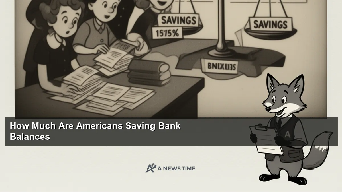 Piggy bank on desk with savings charts showing American household bank balance trends