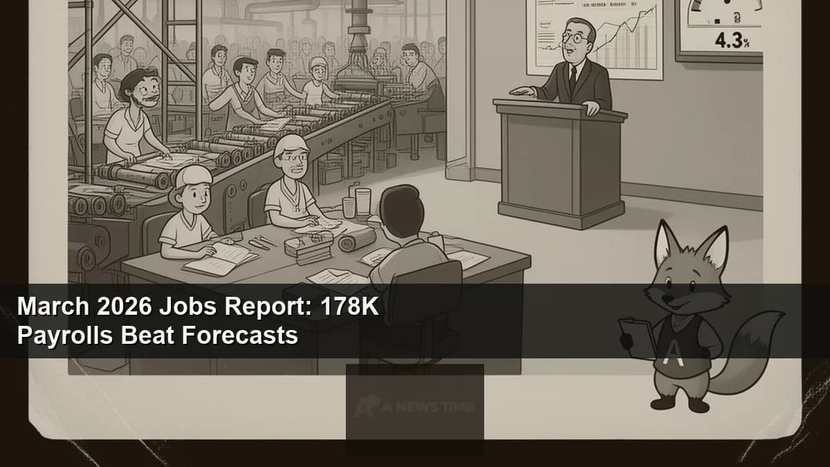 Bureau of Labor Statistics March 2026 jobs report data showing 178000 nonfarm payroll gains