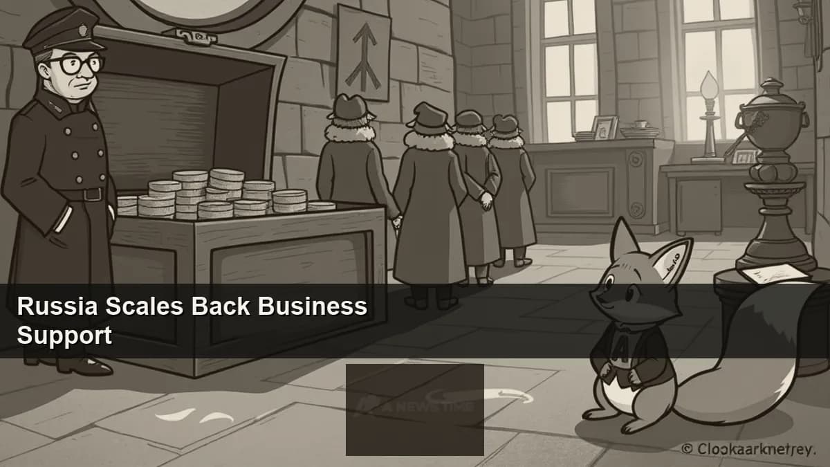 Russian Economic Development Ministry building and ruble currency symbols representing scaled back federal support for private businesses in 2026