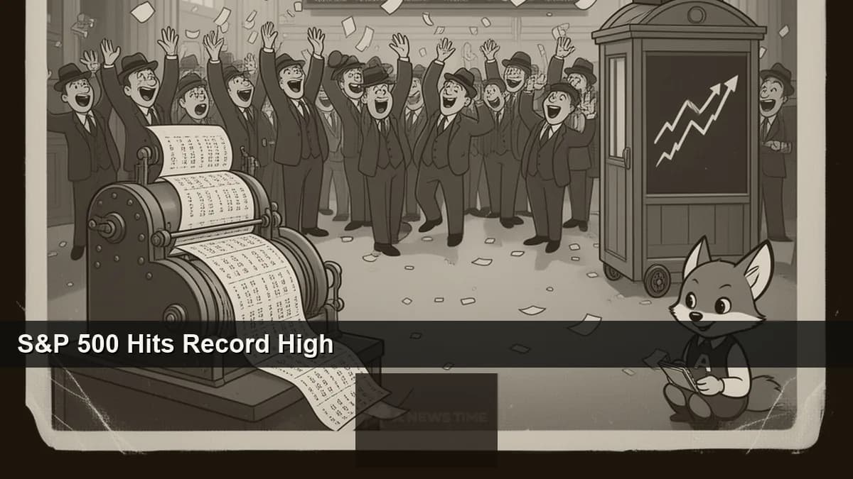 NYSE traders on floor with S&P 500 ticker showing new record high after Iran war selloff reversal April 2026