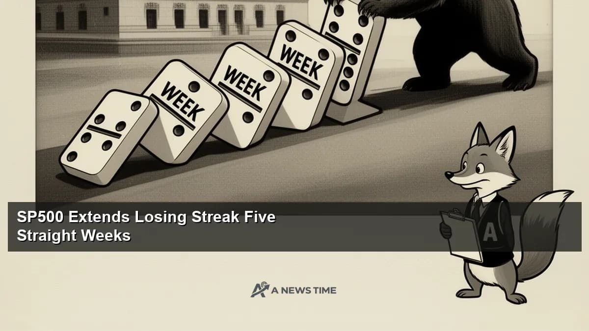 S&P 500 index chart showing five consecutive weeks of declining stock prices