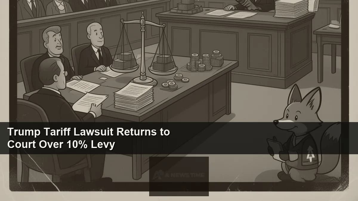 U.S. Court of International Trade building exterior with trade tariff legal documents displayed