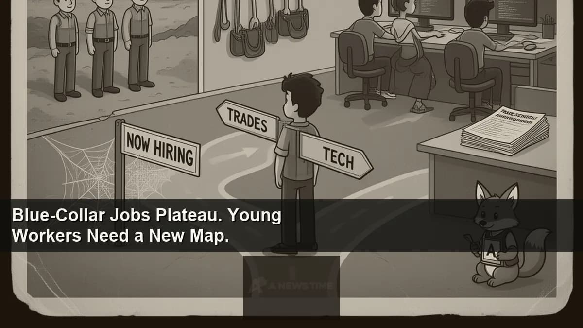 Young construction worker in hard hat reviewing blueprints on active job site mid-morning