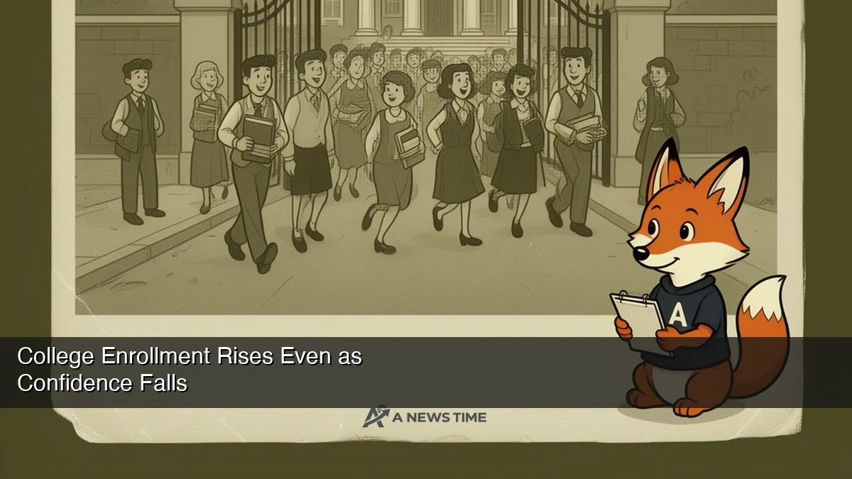 University campus quad with students walking to class amid autumn trees and buildings