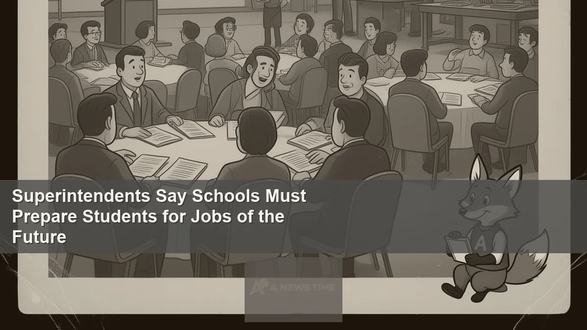 School superintendent presenting career pathway program to students and teachers in modern classroom