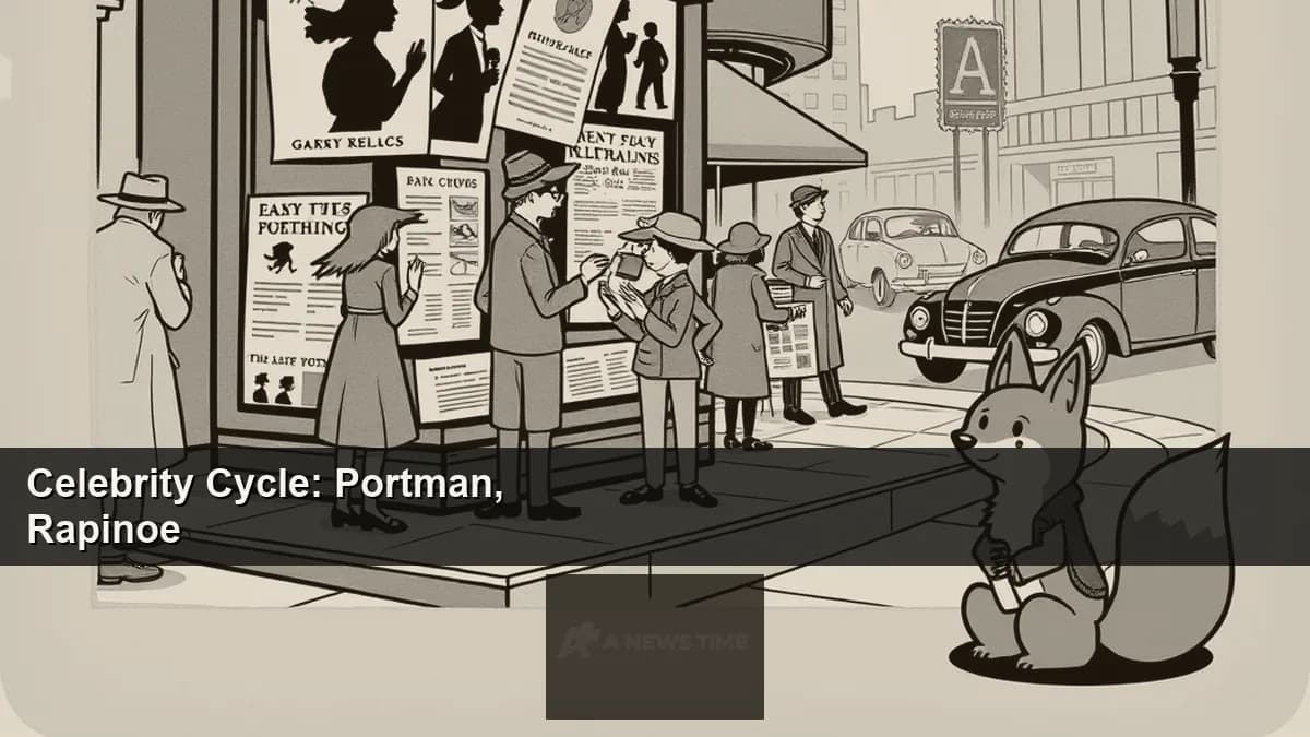 Collage of Natalie Portman Megan Rapinoe and Sue Bird celebrity photos representing April 17 celebrity news cycle