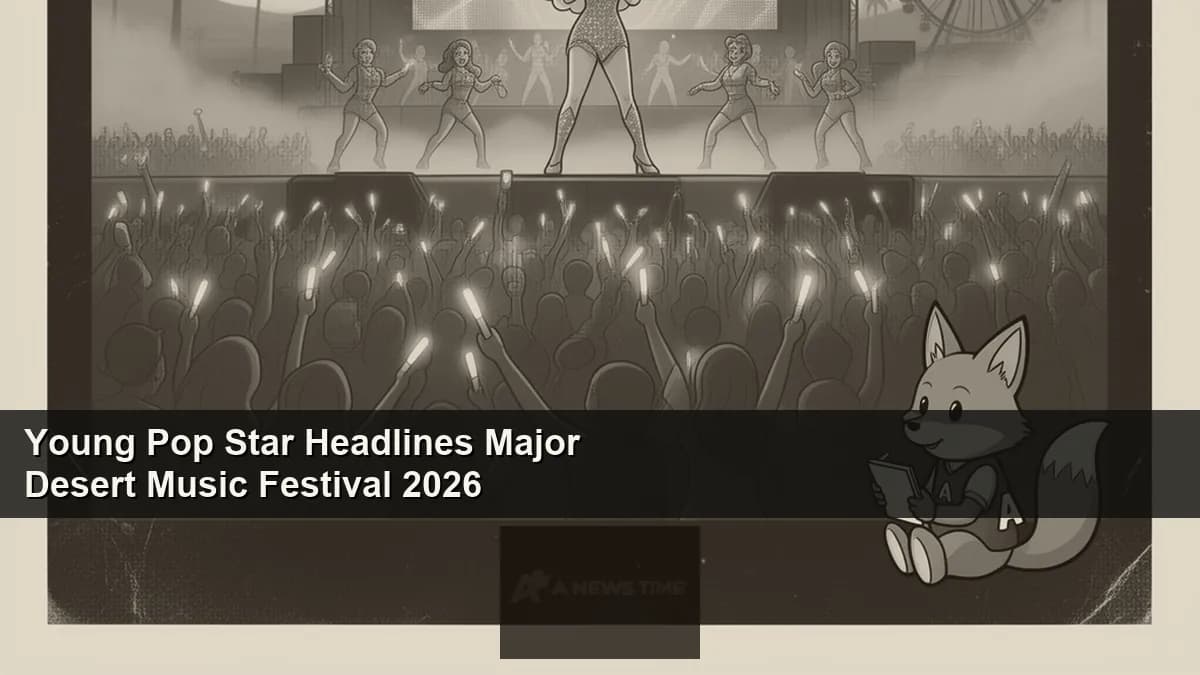 Sabrina Carpenter performing headline set on Coachella main stage with elaborate stage lighting display