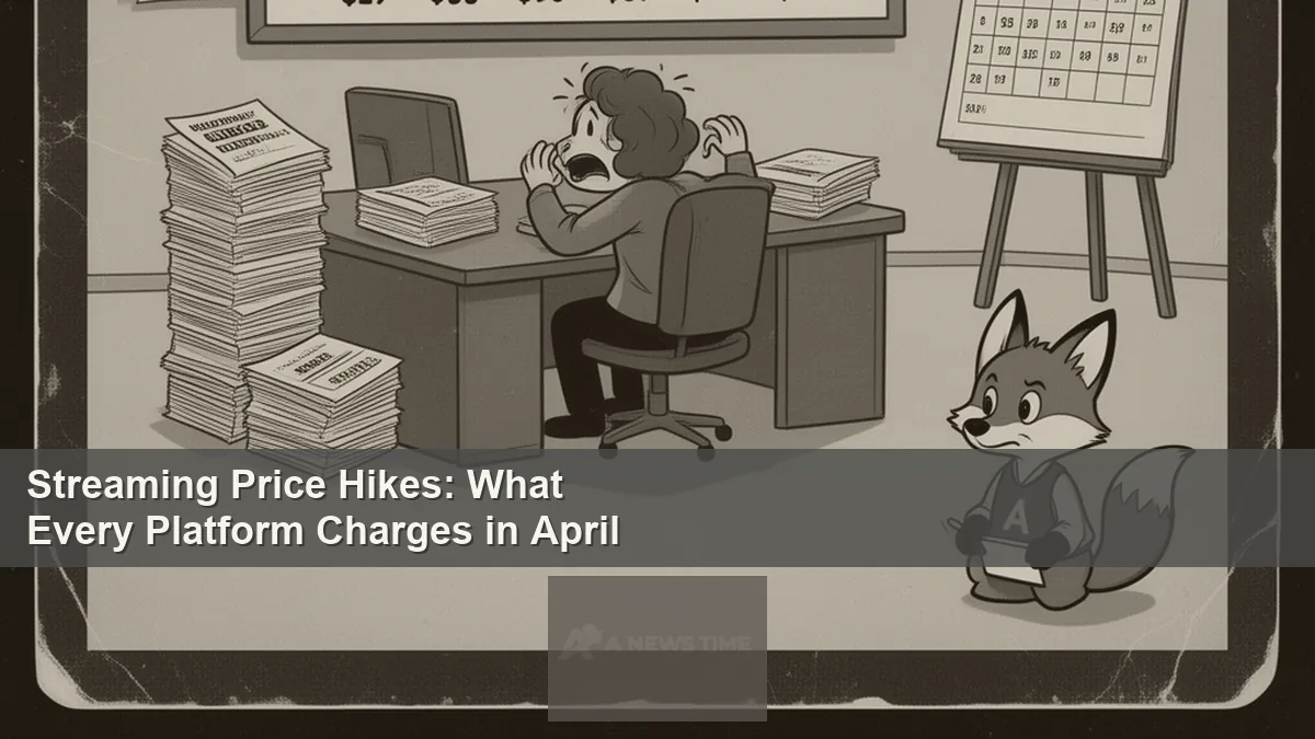 Streaming service subscription price comparison chart showing April 2026 rate increases