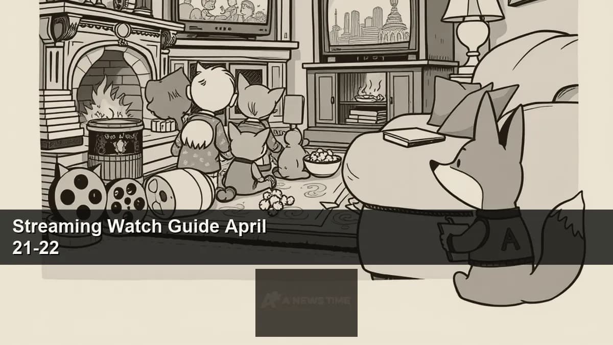 Streaming platform logos for Netflix HBO Max Disney Plus and Apple TV arranged around television screen showing April 22 2026 releases