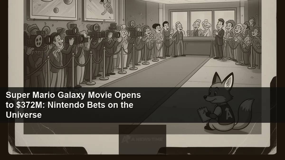 Animated Super Mario Galaxy Movie poster showing Mario, Rosalina and Star Fox characters in space