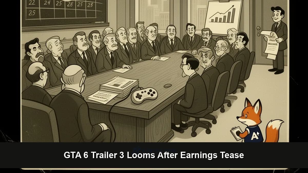 Grand Theft Auto VI protagonists Jason and Lucia standing in front of Leonida skyline at sunset