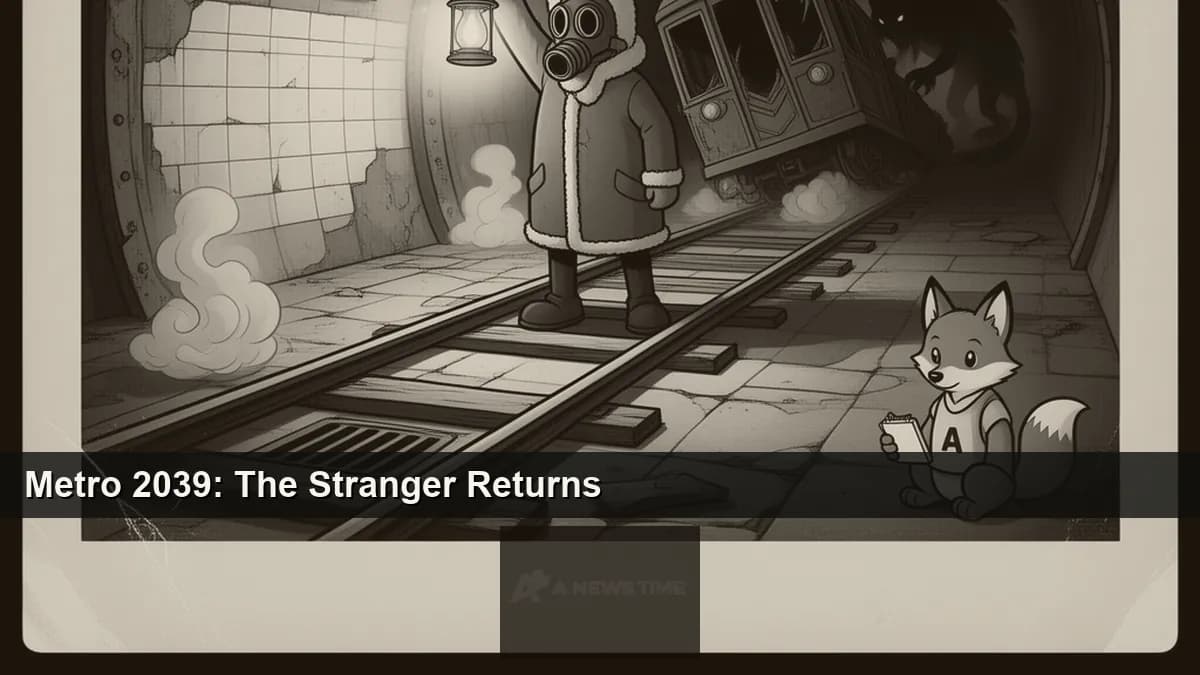 Metro 2039 Xbox key art showing The Stranger protagonist in post apocalyptic Moscow Metro tunnel with weapon and gas mask