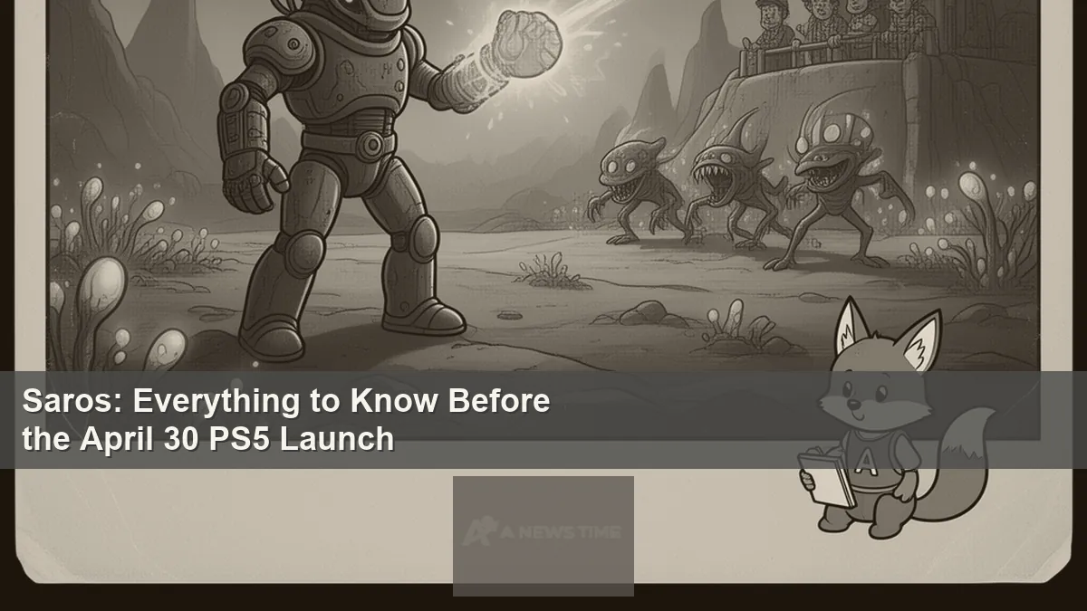 Saros PS5 game character Arjun firing glowing energy weapon at alien enemies on planet Carcosa