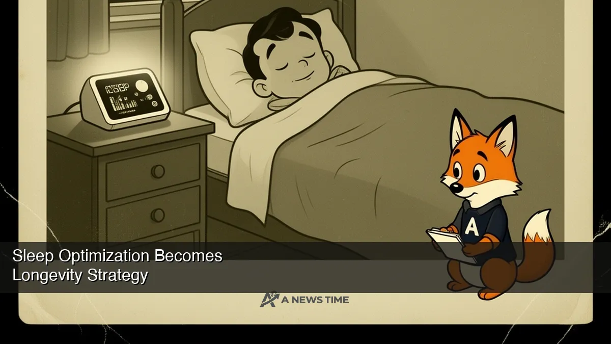 Bedroom nightstand with sleep tracking device and calming ambient light for circadian optimization