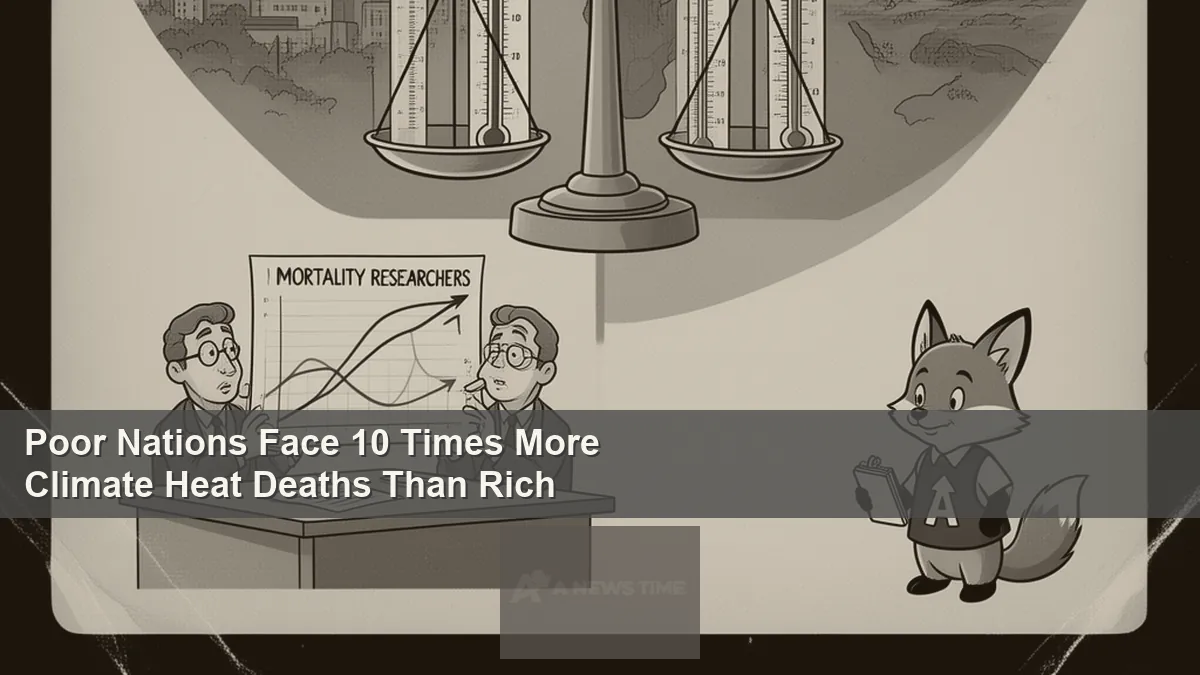 Person shielding from intense heat sun in developing country community during severe heat wave