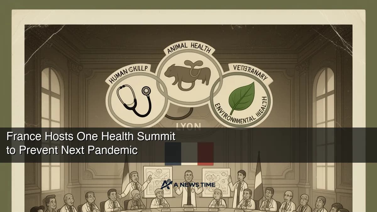 One Health Summit logo in Lyon France with WHO and Quadripartite partner logos representing global health cooperation