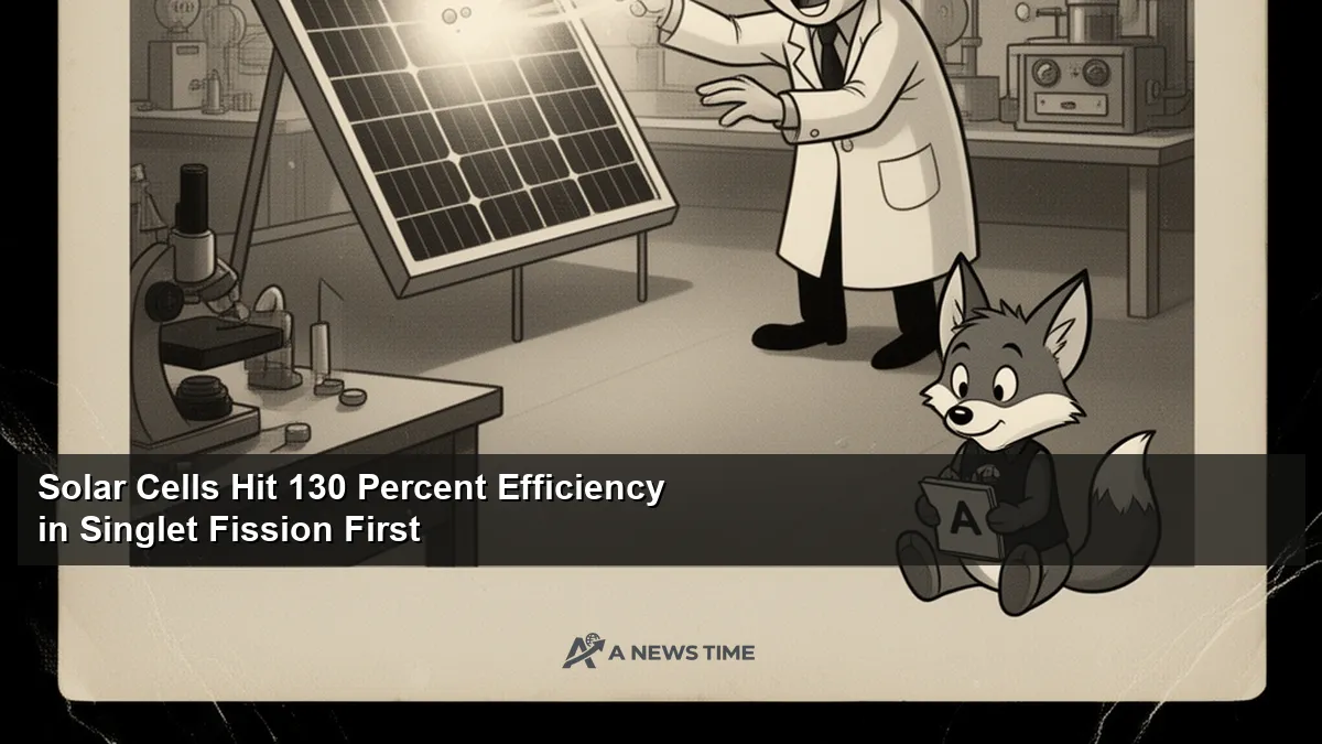 Advanced photovoltaic solar panel array reflecting sunlight in laboratory research setting