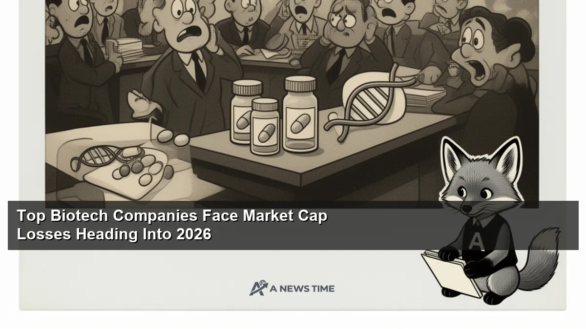 Stock market trading screen showing biotech sector performance and market capitalization data