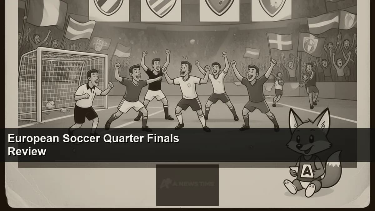 UEFA Champions League quarterfinal match action with players competing under stadium floodlights