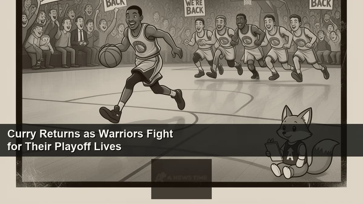 Stephen Curry in Golden State Warriors uniform dribbling ball at Chase Center during April playoff race