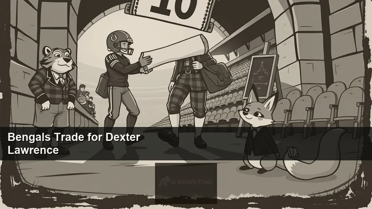 Dexter Lawrence in New York Giants uniform rushing the passer as he prepares to join the Cincinnati Bengals in blockbuster NFL trade