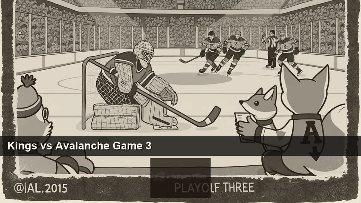 Los Angeles Kings and Colorado Avalanche players face off at center ice during an NHL playoff first-round matchup