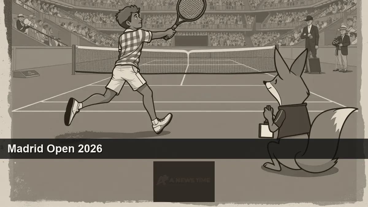 Jannik Sinner serving on the red clay courts of La Caja Magica during the 2026 Madrid Open