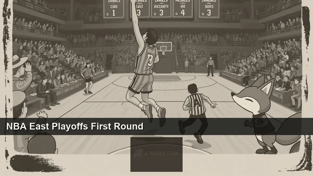 NBA Eastern Conference first-round playoff basketball action with scoreboard showing close series scores