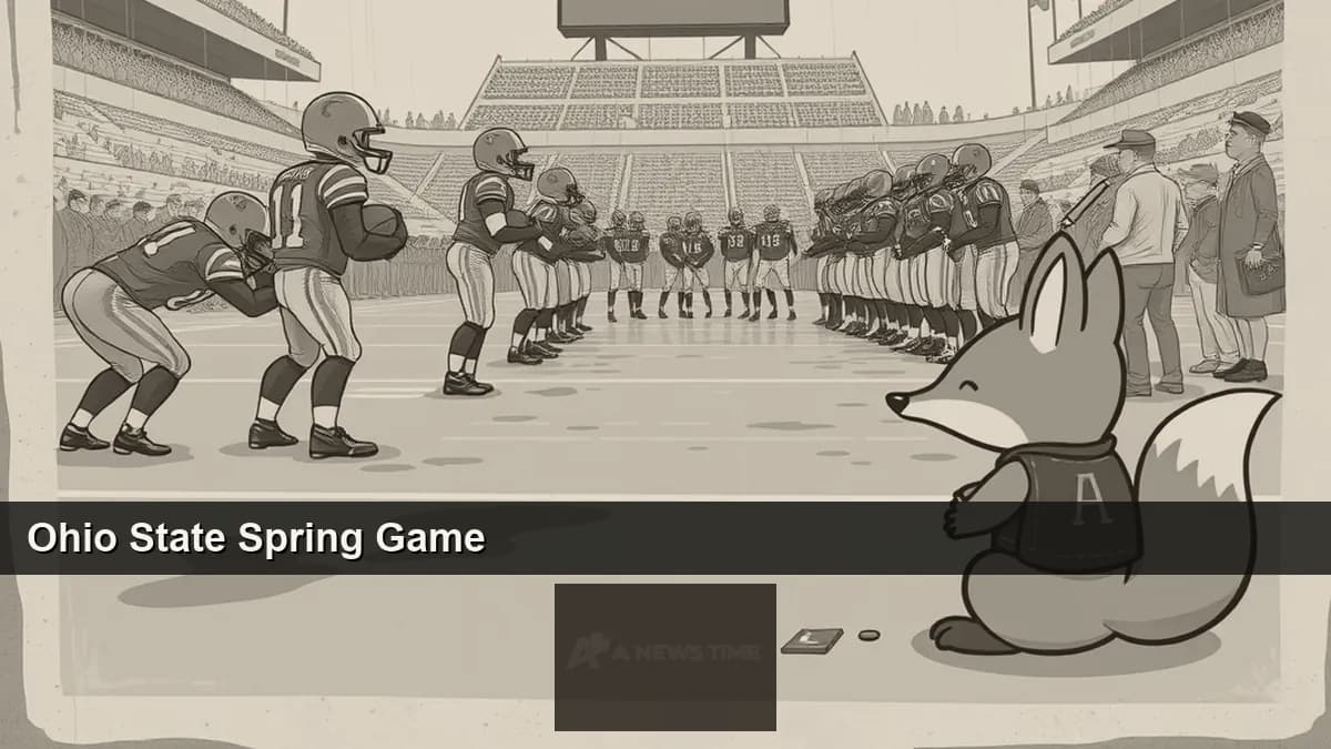 Ohio State Buckeyes quarterback Julian Sayin throwing a pass during the 2026 spring game at Ohio Stadium with rain on the turf