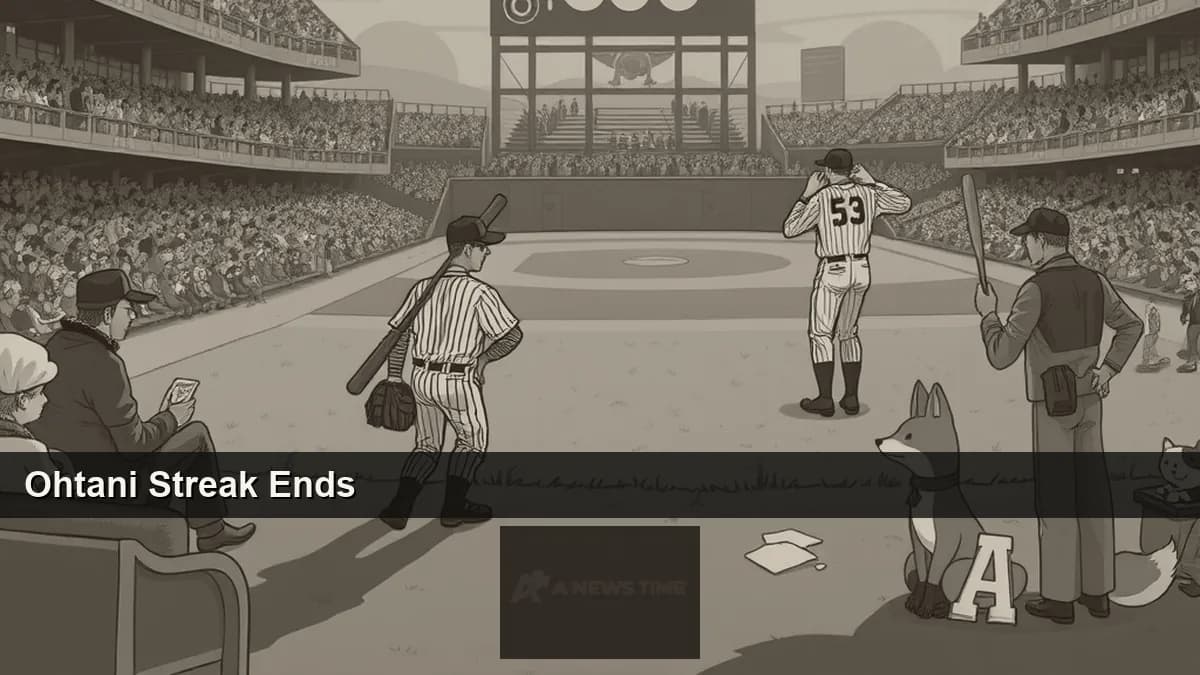 Shohei Ohtani in Los Angeles Dodgers uniform at bat during night game as his 53-game on-base streak ended in a loss to the San Francisco Giants