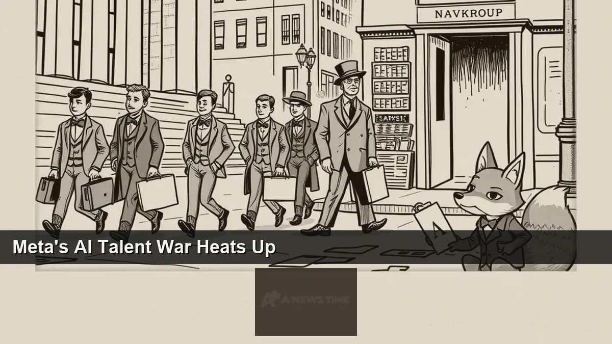 Meta Superintelligence Labs signage overlaying empty startup workstations representing the AI talent war draining researchers from smaller labs