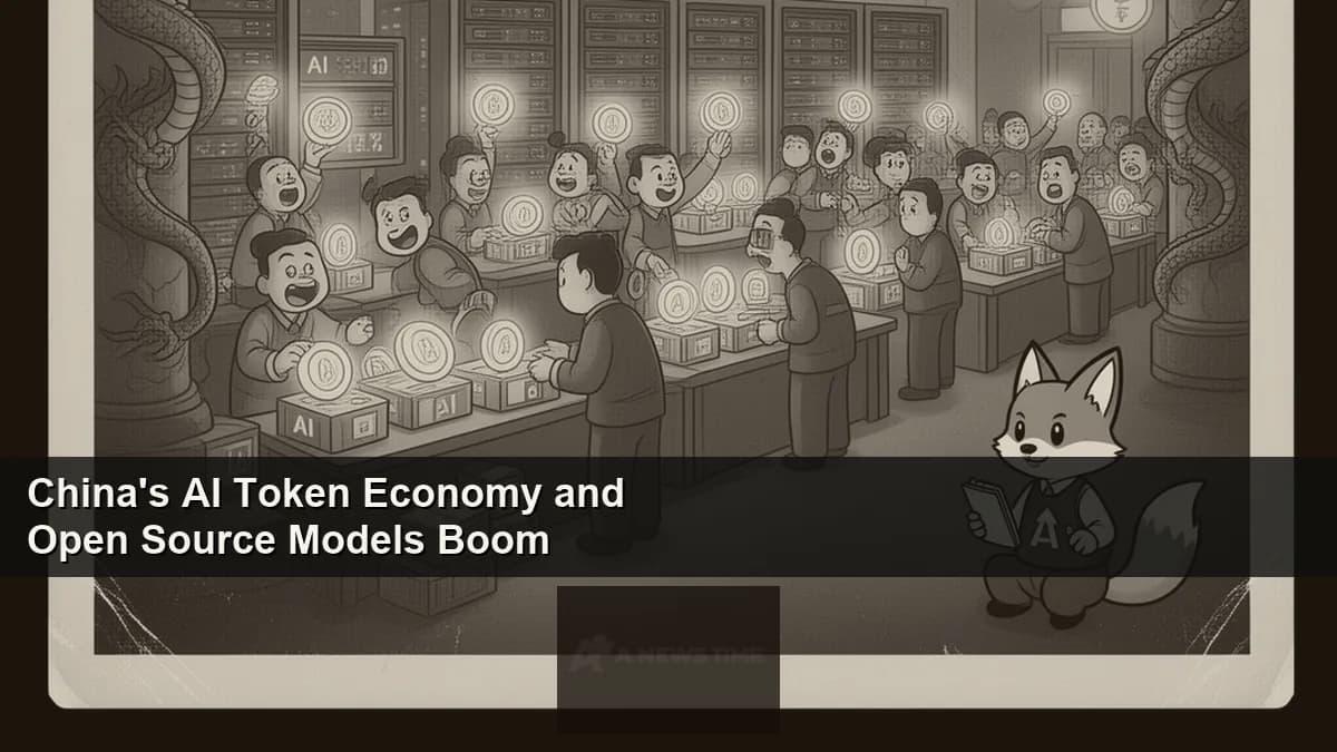 Beijing tech district at night with AI data center lighting representing China token economy AI boom