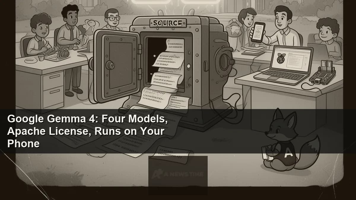 Google DeepMind Gemma 4 model logo on developer laptop screen with open source code