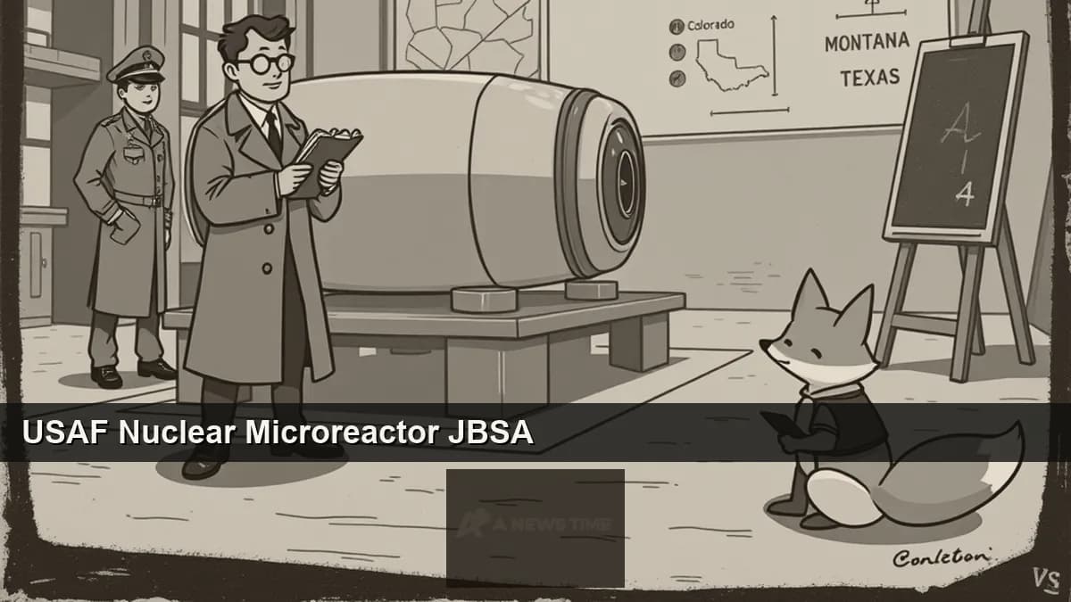 Joint Base San Antonio at Lackland with proposed nuclear microreactor installation rendering overlaid on the skyline