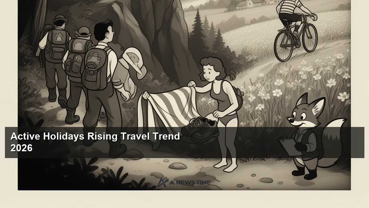 Group of hikers trekking along a mountain ridge trail with panoramic valley views below