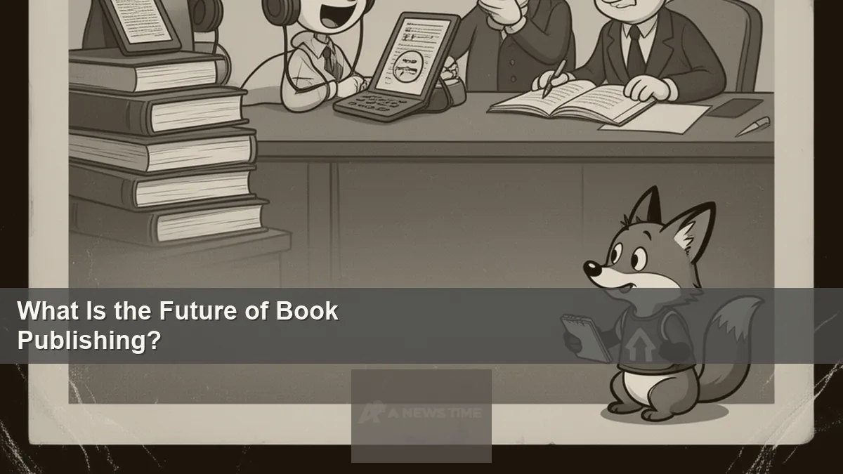 Stack of printed books next to digital e-reader and headphones showing publishing formats