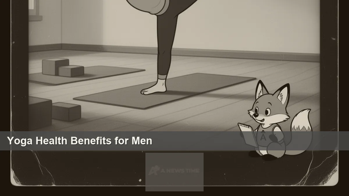 Man performing warrior pose yoga position in studio demonstrating strength and flexibility