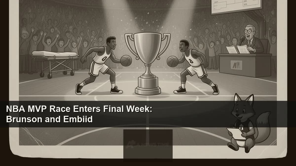 NBA arena scoreboard showing MVP race standings in the final week of the regular season