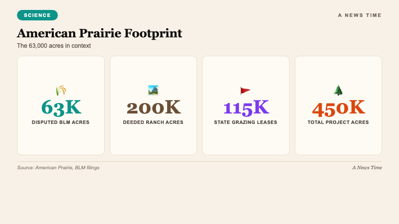 Science infographic showing bison grazing footprint 63000 acres and ecological comparison versus cattle grazing on north-central Montana shortgrass prairie